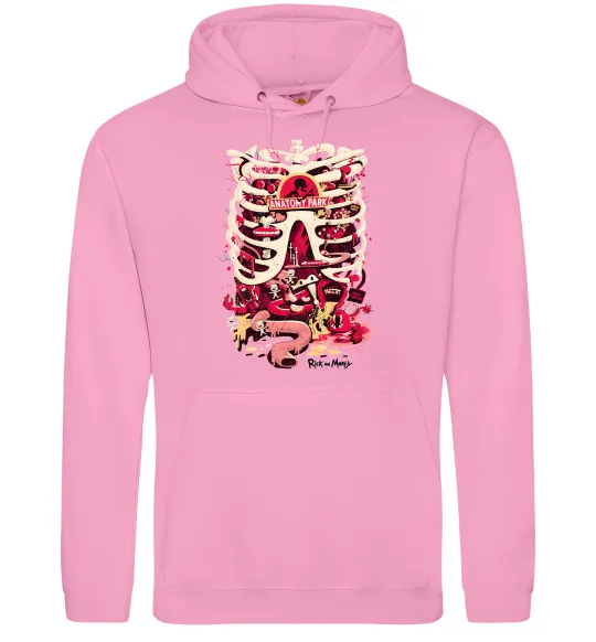 Мужская толстовка (худи) Rick and Morty Anatomy park Розовый фото