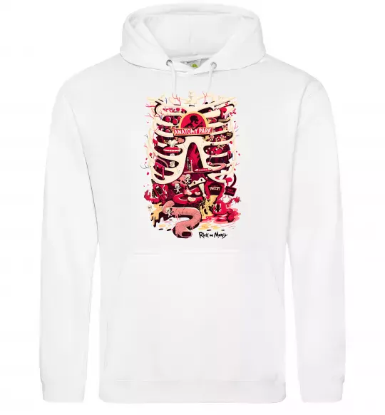 Мужская толстовка (худи) Rick and Morty Anatomy park Белый фото