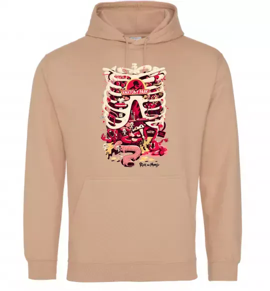 Мужская толстовка (худи) Rick and Morty Anatomy park Песочный фото