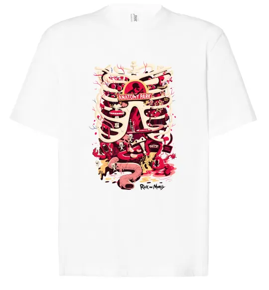 Футболка Оверсайз Rick and Morty Anatomy park Белый фото