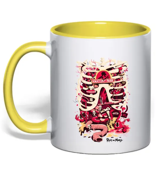 Чашка з кольоровою ручкою Rick and Morty Anatomy park Лимонний фото