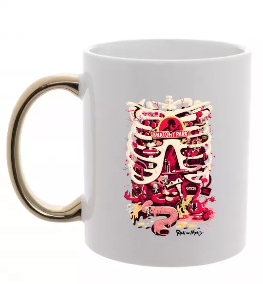 Чашка з кольоровою ручкою Rick and Morty Anatomy park Золото фото