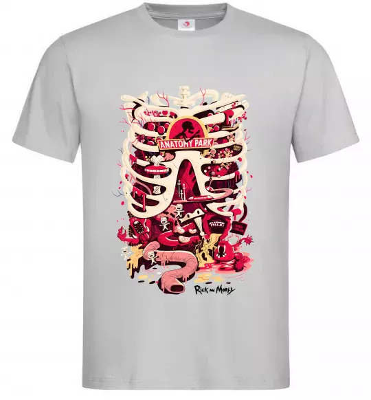 Чоловіча футболка Rick and Morty Anatomy park Сірий фото