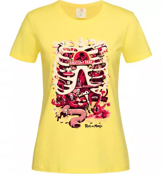 Женская футболка Rick and Morty Anatomy park Лимонный фото