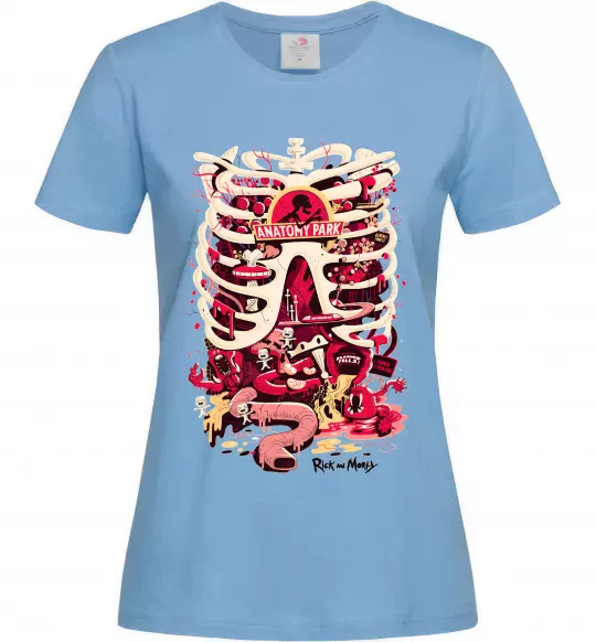Женская футболка Rick and Morty Anatomy park Голубой фото