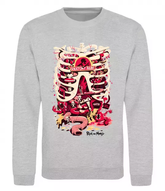 Світшот Rick and Morty Anatomy park Сірий меланж фото