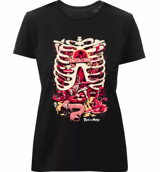 Жіноча преміум футболка Rick and Morty Anatomy park Чорний фото