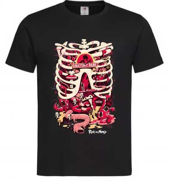 Чоловіча футболка Rick and Morty Anatomy park Чорний фото