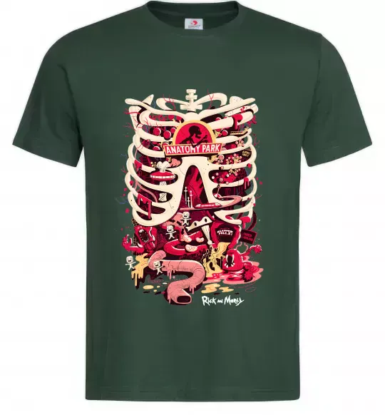 Чоловіча футболка Rick and Morty Anatomy park Темно-зелений фото