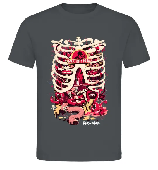 Чоловіча футболка Rick and Morty Anatomy park Графіт фото