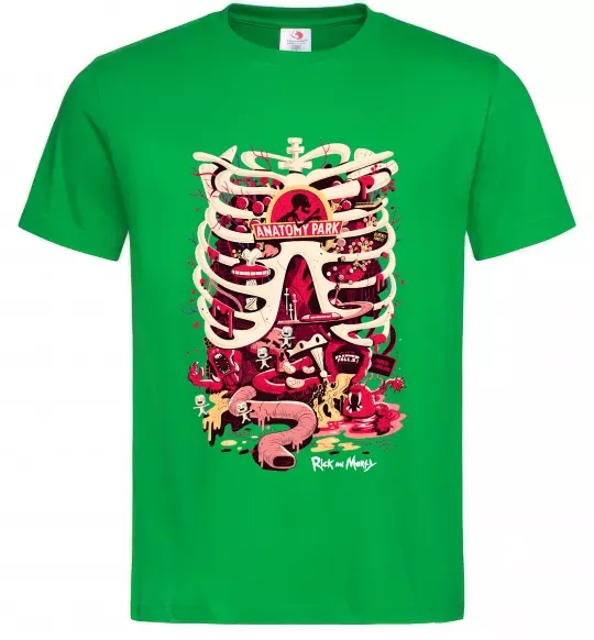 Чоловіча футболка Rick and Morty Anatomy park Зелений фото