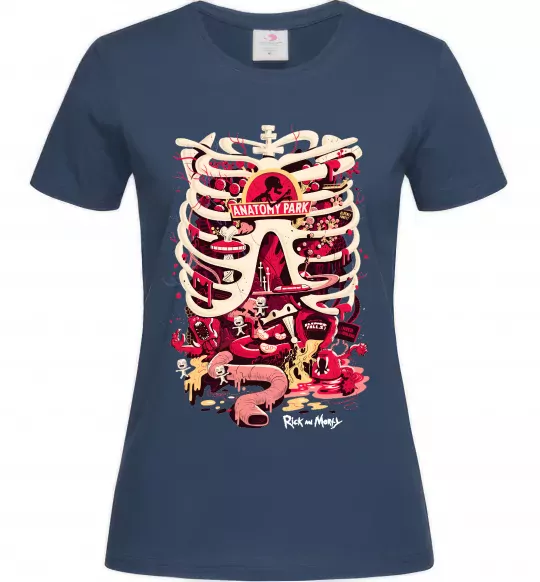 Женская футболка Rick and Morty Anatomy park Темно-синий фото