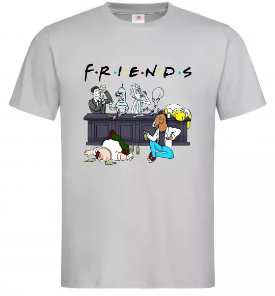 Мужская футболка Cartoon alcohol friends Серый фото