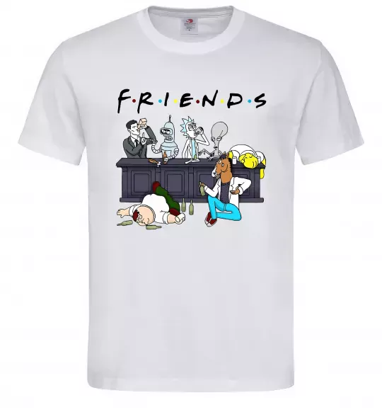 Мужская футболка Cartoon alcohol friends Белый фото