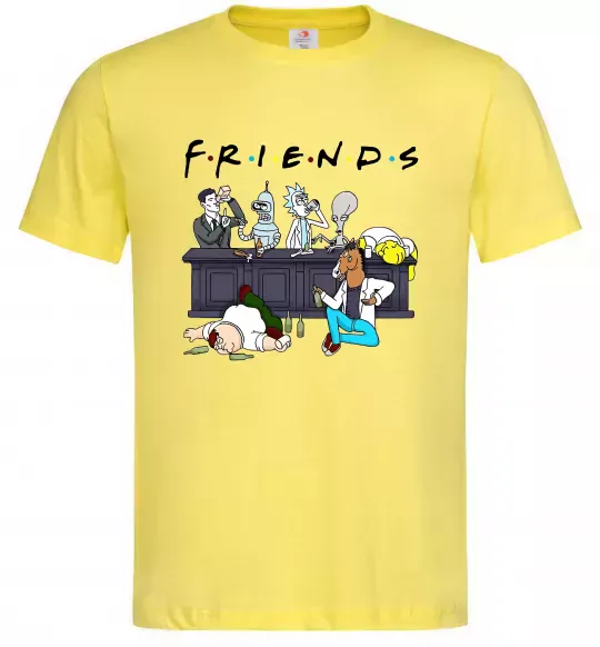 Мужская футболка Cartoon alcohol friends Лимонный фото