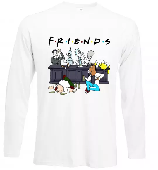 Лонгслів Cartoon alcohol friends Білий фото
