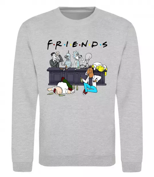 Свитшот Cartoon alcohol friends Серый меланж фото