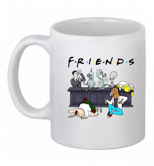 Чашка керамическая Cartoon alcohol friends Белый фото