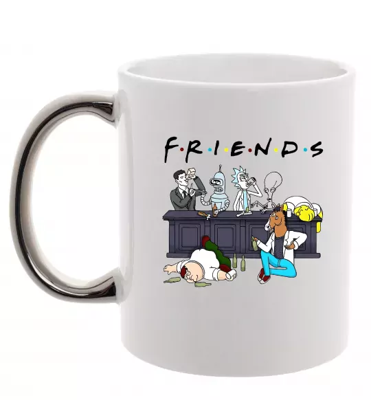 Чашка с цветной ручкой Cartoon alcohol friends Серебро фото