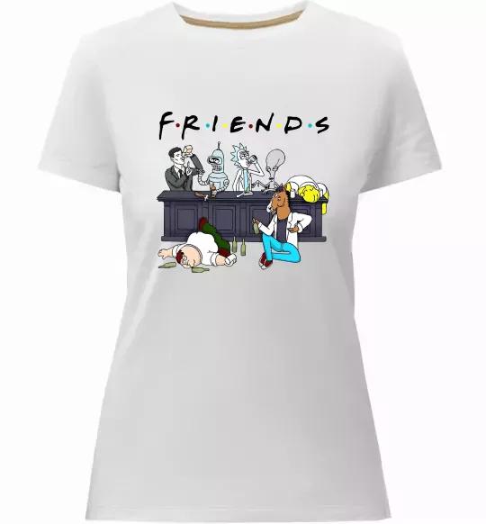 Жіноча преміум футболка Cartoon alcohol friends Білий фото