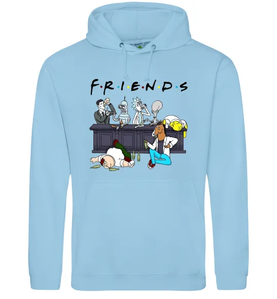 Чоловіча толстовка (худі) Cartoon alcohol friends Блакитний фото
