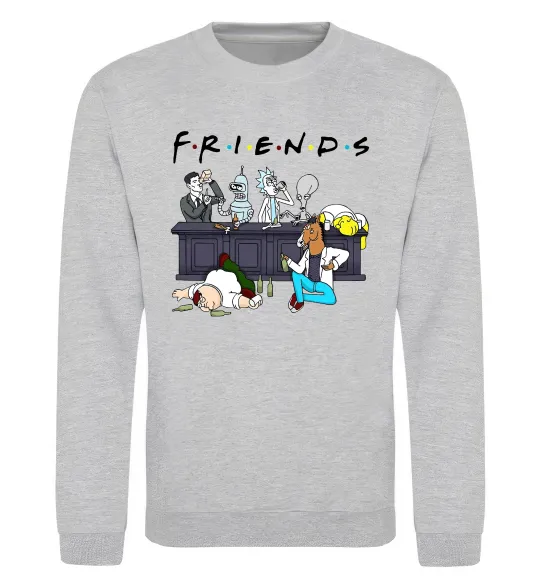 Світшот Cartoon alcohol friends Сірий меланж фото