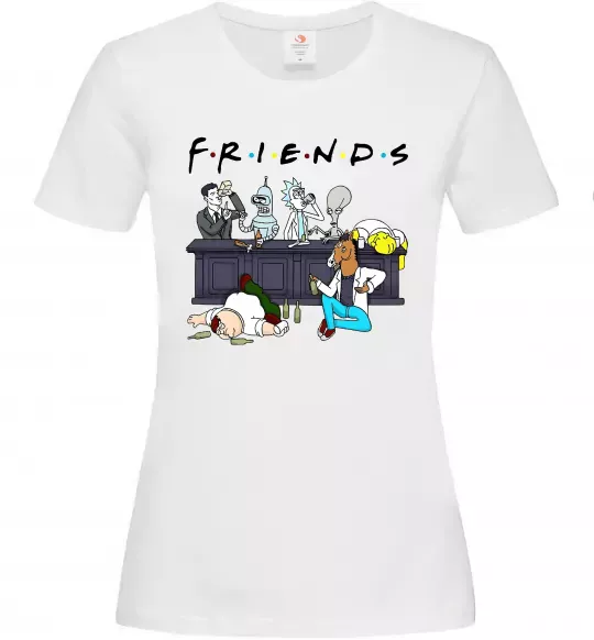 Женская футболка Cartoon alcohol friends Белый фото