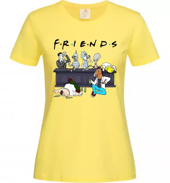 Женская футболка Cartoon alcohol friends Лимонный фото