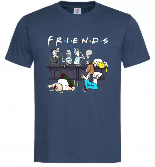 Мужская футболка Cartoon alcohol friends Темно-синий фото