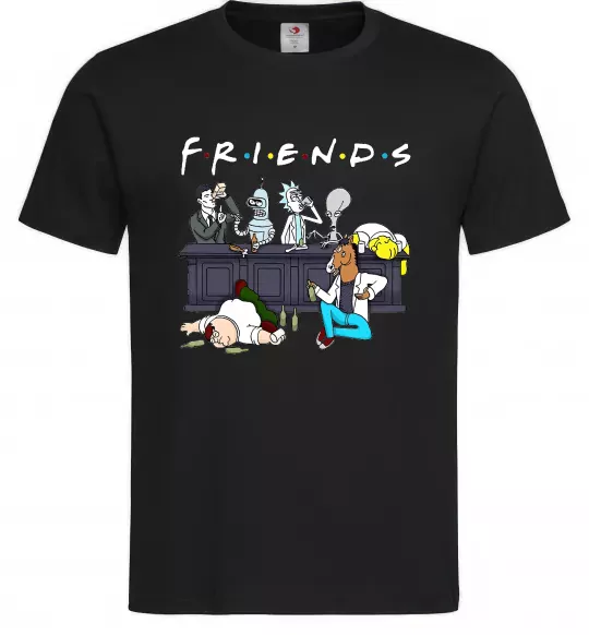 Мужская футболка Cartoon alcohol friends Черный фото