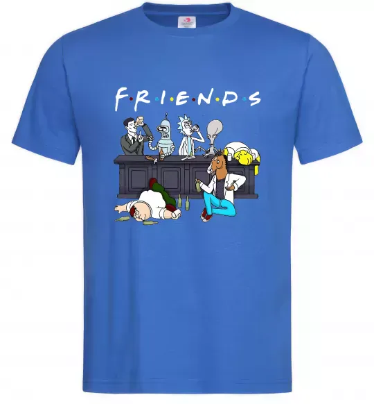 Мужская футболка Cartoon alcohol friends Ярко-синий фото