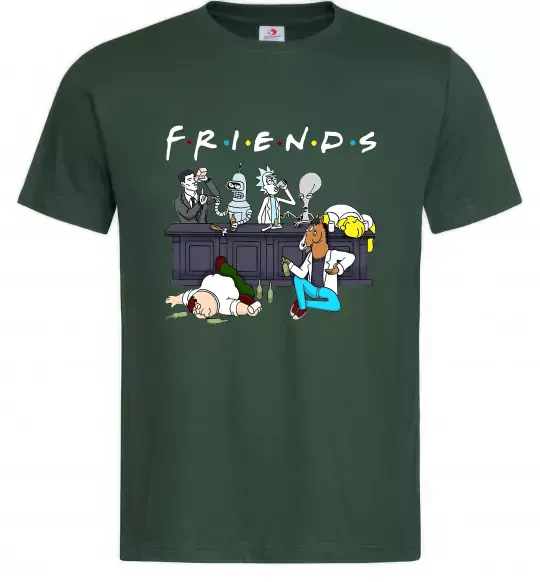 Мужская футболка Cartoon alcohol friends Темно-зеленый фото