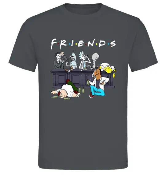 Мужская футболка Cartoon alcohol friends Графит фото