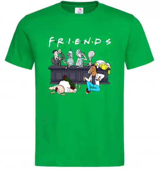 Мужская футболка Cartoon alcohol friends Зеленый фото