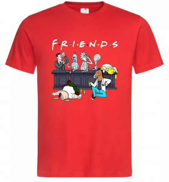 Мужская футболка Cartoon alcohol friends Красный фото