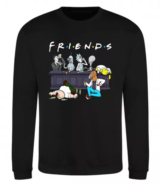 Свитшот Cartoon alcohol friends Черный фото