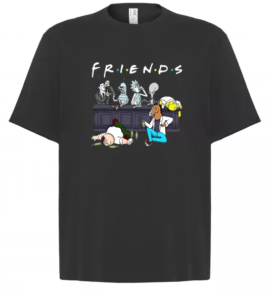 Футболка Оверсайз Cartoon alcohol friends Черный фото