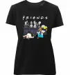 Жіноча преміум футболка Cartoon alcohol friends Чорний Жіноча преміум футболка Cartoon alcohol friends Чорний фото