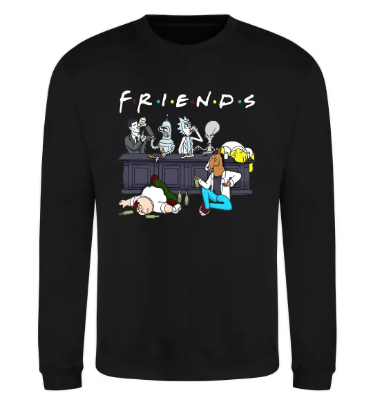 Світшот Cartoon alcohol friends Чорний фото
