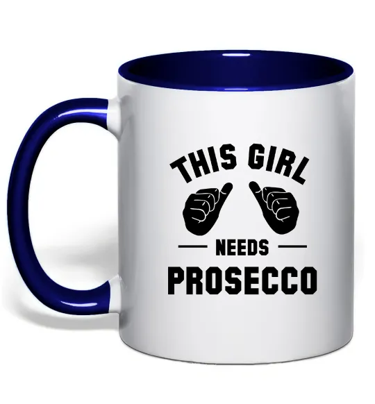 Чашка з кольоровою ручкою This girl needs Prosecco Глибокий темно-синій фото