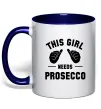 Чашка з кольоровою ручкою This girl needs Prosecco Глибокий темно-синій фото