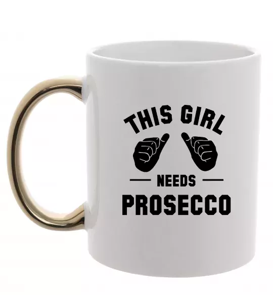 Чашка з кольоровою ручкою This girl needs Prosecco Золото фото
