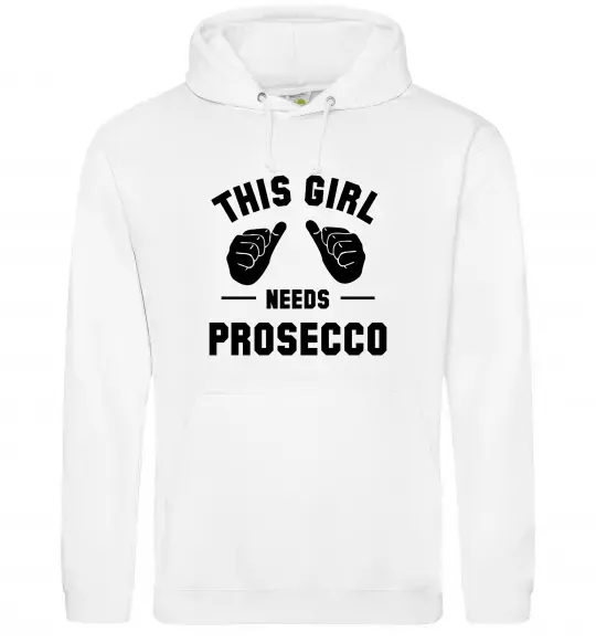 Женская толстовка (худи) This girl needs Prosecco Белый фото