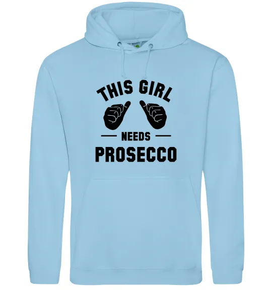 Жіноча толстовка (худі) This girl needs Prosecco Блакитний фото