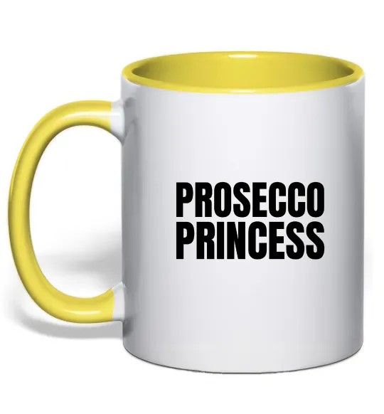 Чашка з кольоровою ручкою Prosecco princess Лимонний фото
