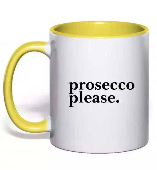 Чашка с цветной ручкой Prosecco please Солнечно желтый фото
