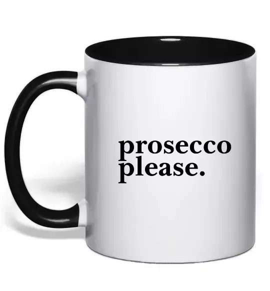 Чашка с цветной ручкой Prosecco please Черный фото