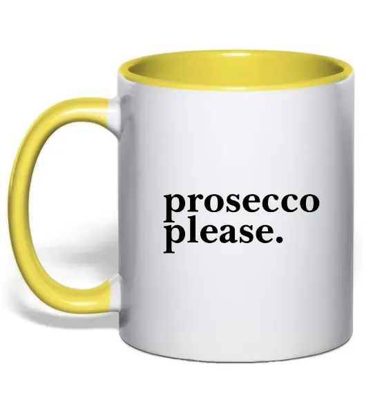 Чашка з кольоровою ручкою Prosecco please Лимонний фото
