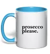 Чашка с цветной ручкой Prosecco please Голубой фото