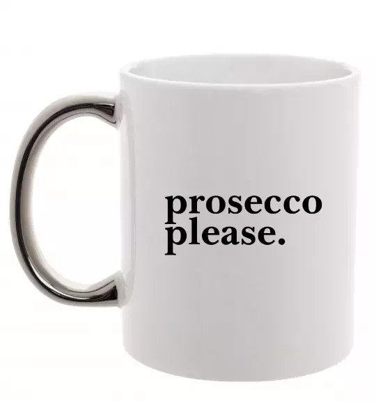 Чашка с цветной ручкой Prosecco please Серебро фото